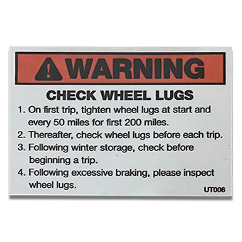 Decal - Warning Check Wheel Lugs