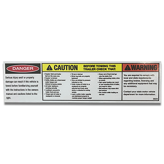 Decal - Caution Before Towing This Trailer